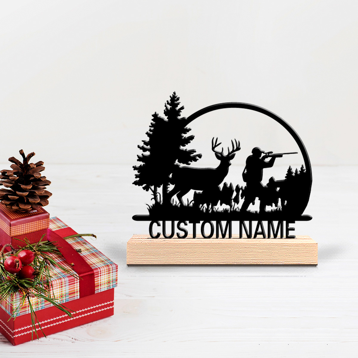 Hunting Outdoor Decor - Estatua Metálica Personalizada de Cazadores y